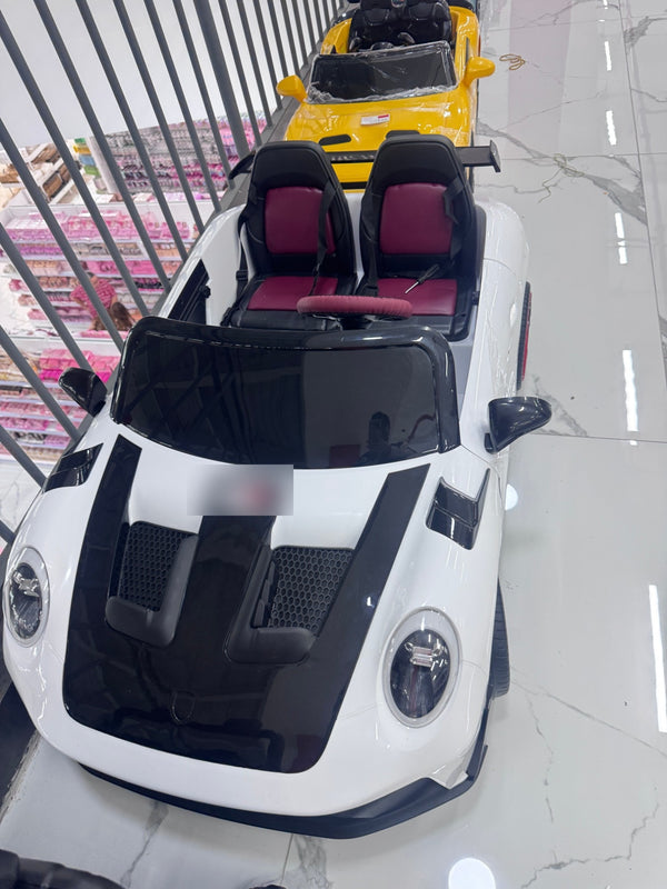 Carro eléctrico montable deportivo blanco 2 plazas para niños