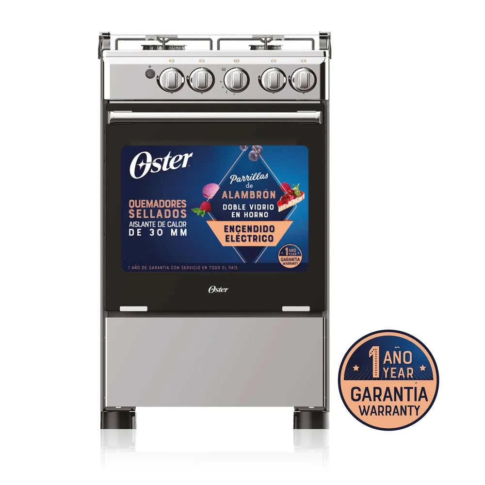 Cocina De Gas Oster Os-gsgmi20is Color Gris 4 Quemadores 20 Pulgadas