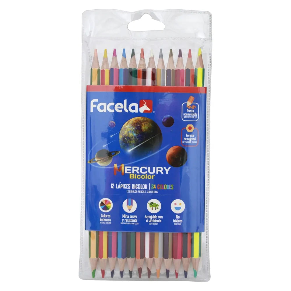 Lápices De Color Facela Mercury Bicolor - 12 Uds
