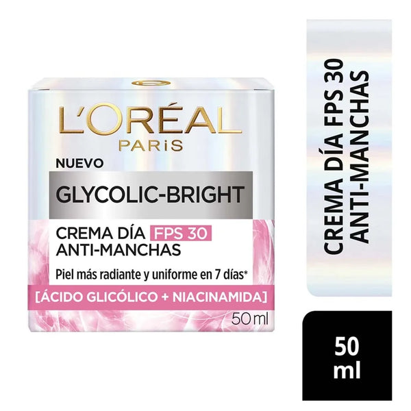 Crema Día L'oreal Antimanchas Con Ácido Glicólico 50 Ml