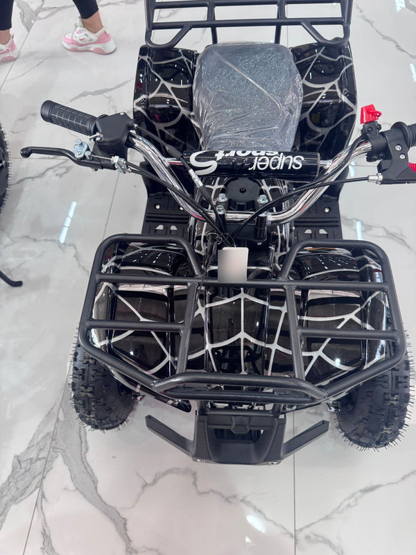 Cuadraciclo eléctrico Super Sport diseño telaraña para niños