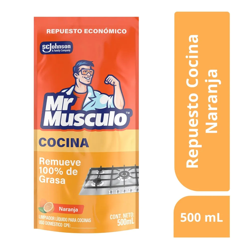 Desengrasante Mr. Músculo Limpiador Líquido Para Cocina Naranja Repuesto - 500 Ml