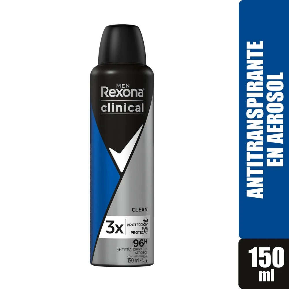 Desodorante Rexona Caballero Clinical Clean Aerosol - 150 Ml