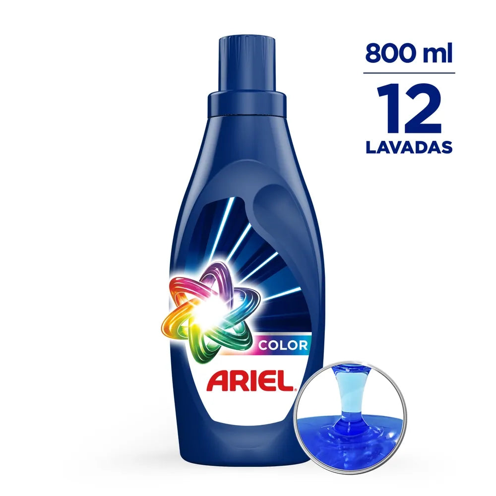 Detergente Ariel Liquido Color Remueve Manchas Y Cuida El Color 12 Lavadas - 800ml