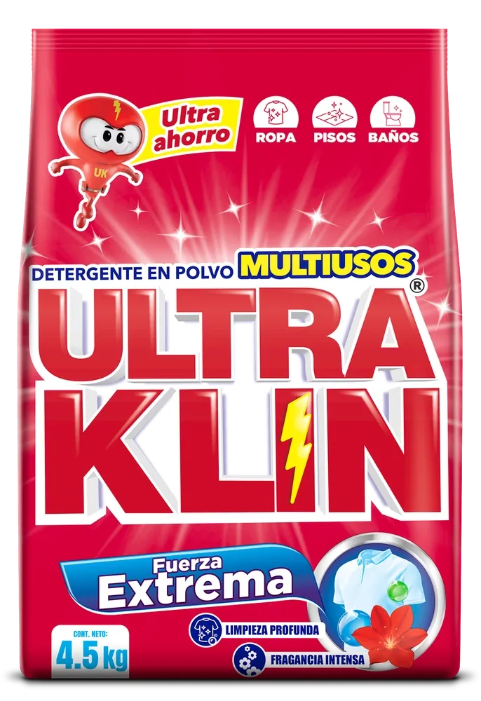 Detergente En Polvo Ultraklin Fuerza Extrema -4500g