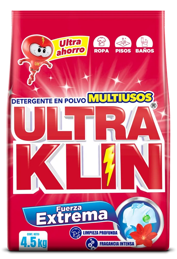 Detergente En Polvo Ultraklin Fuerza Extrema -4500g