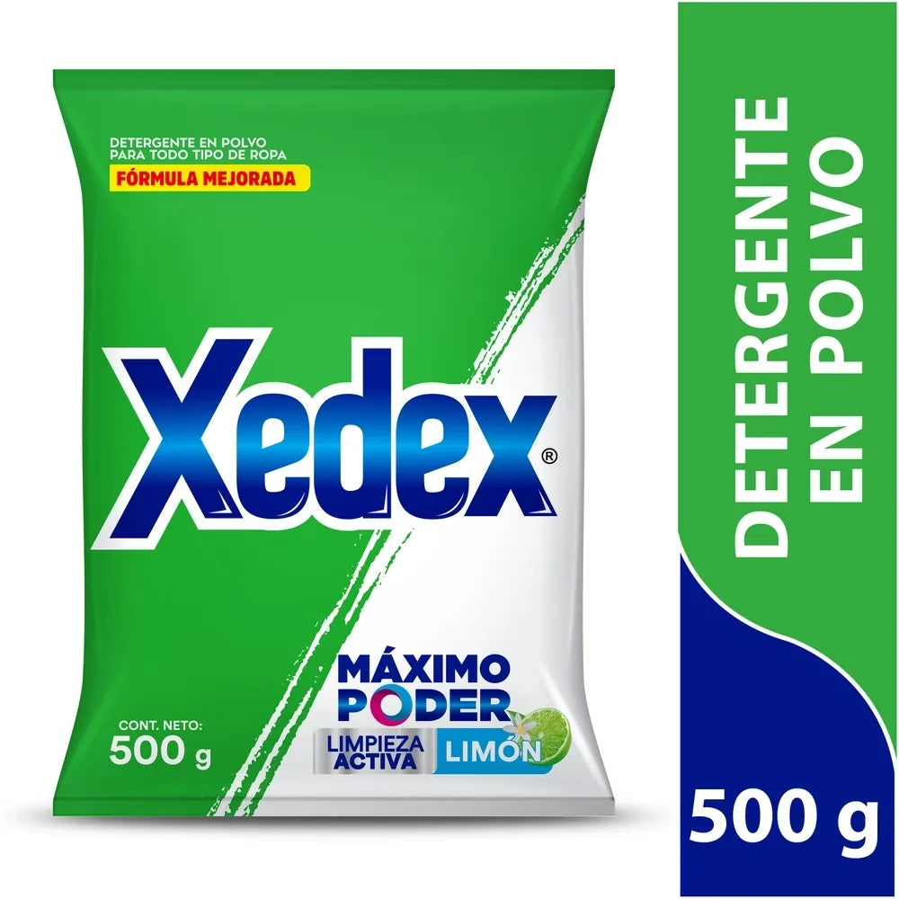 Detergente En Polvo Xedex Máximo Poder Limón - 500 G