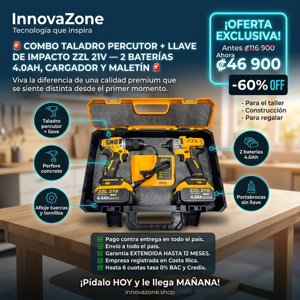 Combo Taladro Percutor + Llave de Impacto ZZL 21V - oferta