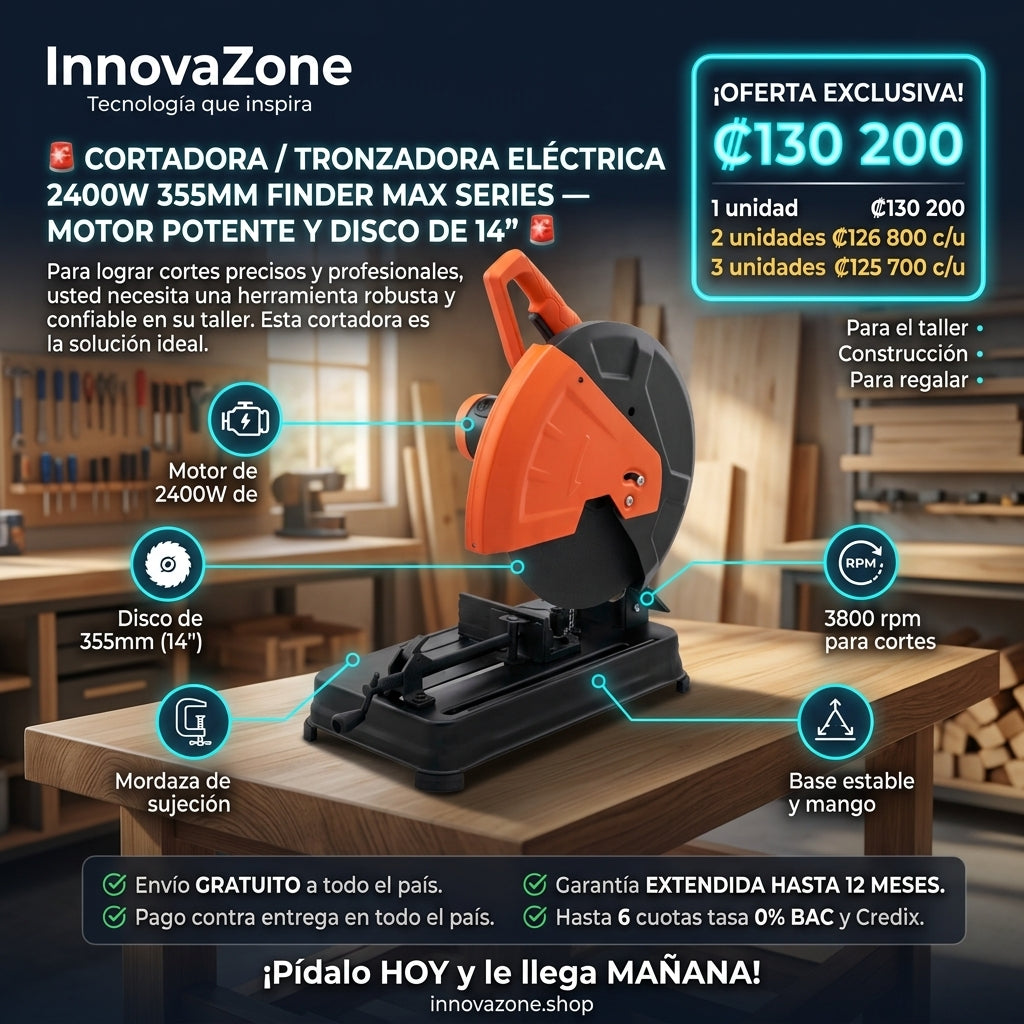 Cortadora / Tronzadora Eléctrica 2400W 355mm (14") FINDER MAX SERIES - oferta
