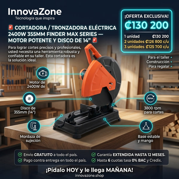 Cortadora / Tronzadora Eléctrica 2400W 355mm (14") FINDER MAX SERIES - oferta