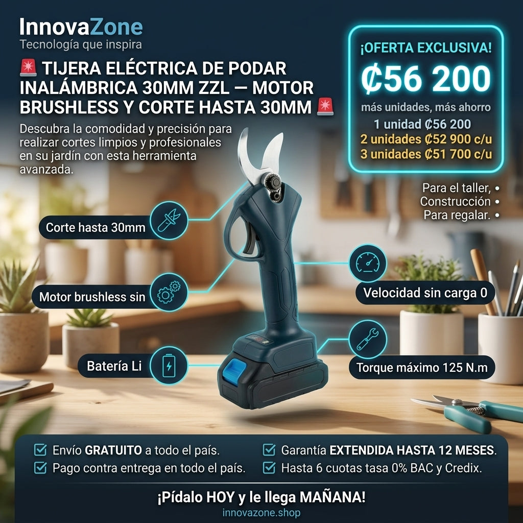 Tijera Electrica de Podar Inalambrica 30mm ZZL - oferta