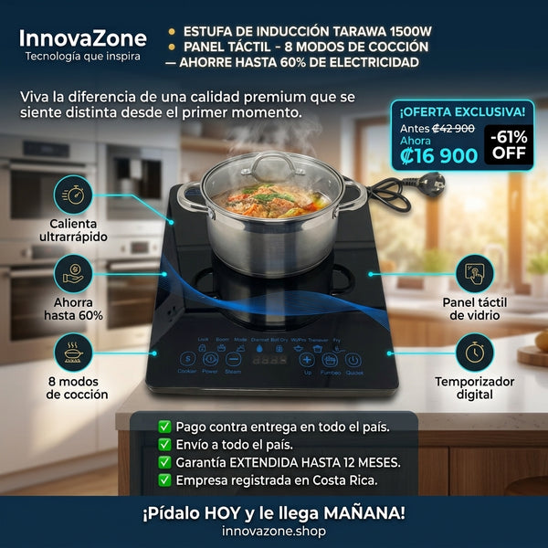 Estufa de Inducción TARAWA 1500W ⚡ Panel Táctil · 8 Modos de Cocción - oferta