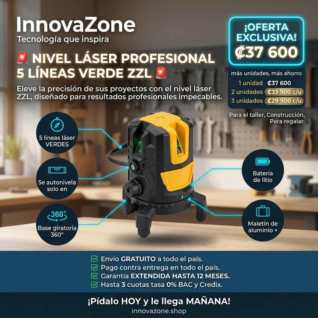 Nivel Láser 5 Líneas Verde ZZL - oferta