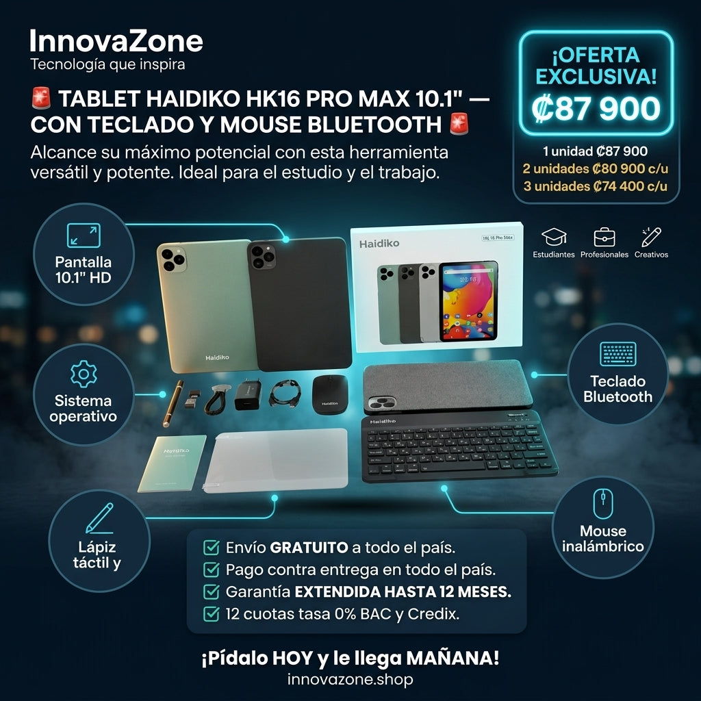 Tablet Haidiko HK16 Pro Max 10.1" con Teclado y Mouse - oferta
