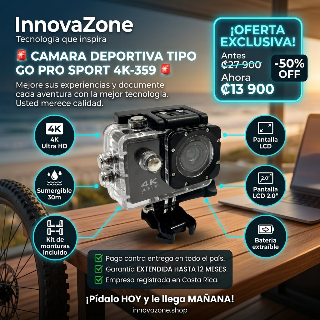 Camara Deportiva Tipo Go Pro Sport 4K-359 - oferta
