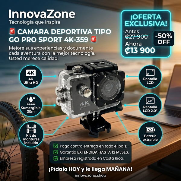 Camara Deportiva Tipo Go Pro Sport 4K-359 - oferta