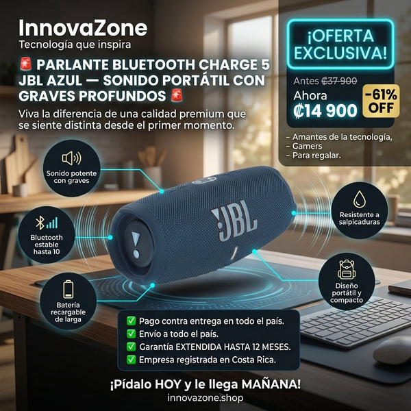 Parlante Bluetooth Charge 5 Jbl Azul - oferta