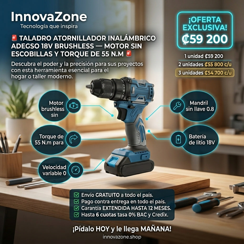 Taladro Atornillador Inalámbrico ADEGSO 18V Brushless - oferta