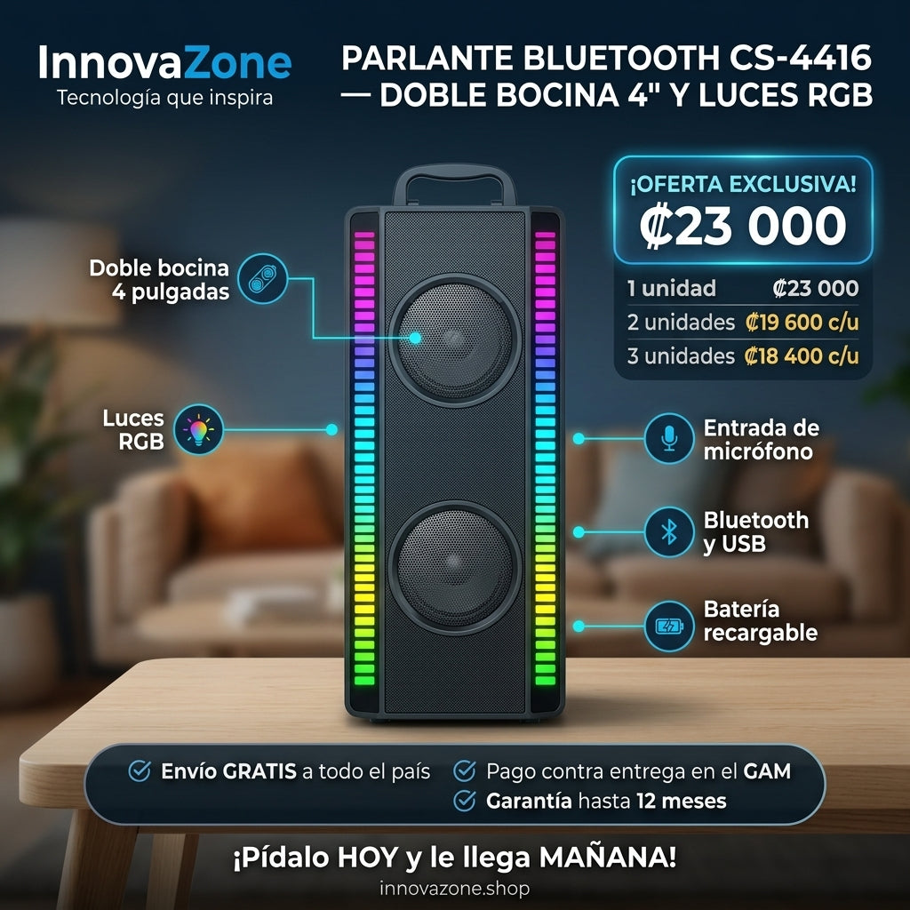 Parlante CS-4416 doble bocina RGB - oferta