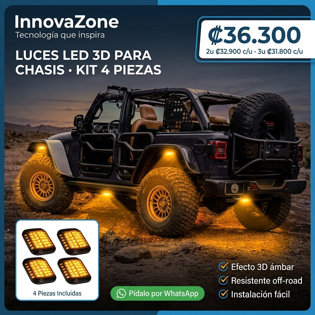 Luces LED 3D Chasis Off-Road Kit 4 Piezas - carro off-road con luces - oferta