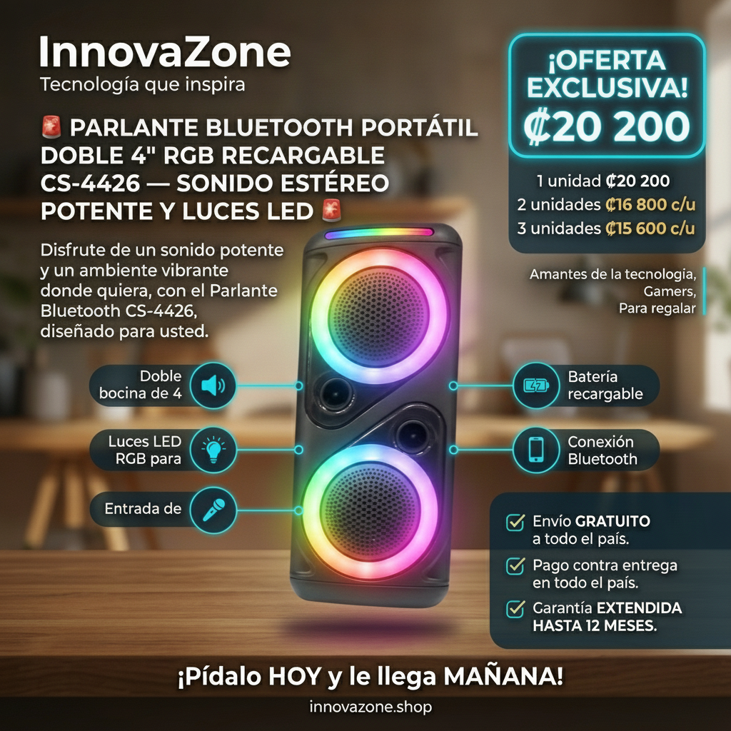Parlante CS-4426 RGB arcoíris - oferta
