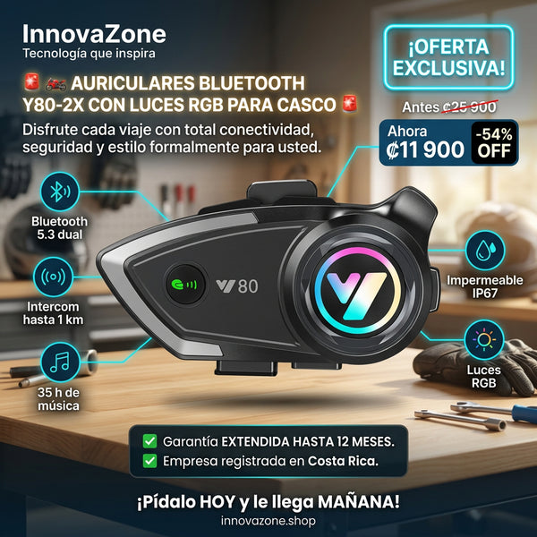 Auriculares Bluetooth Y80-2X para Casco - oferta ₡11.900