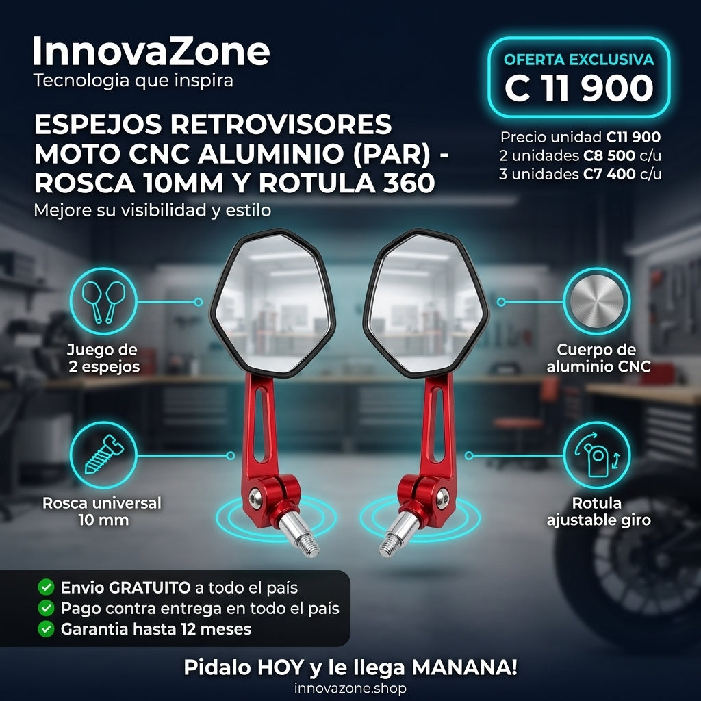 Espejos Retrovisores Moto CNC Aluminio (Par) - oferta