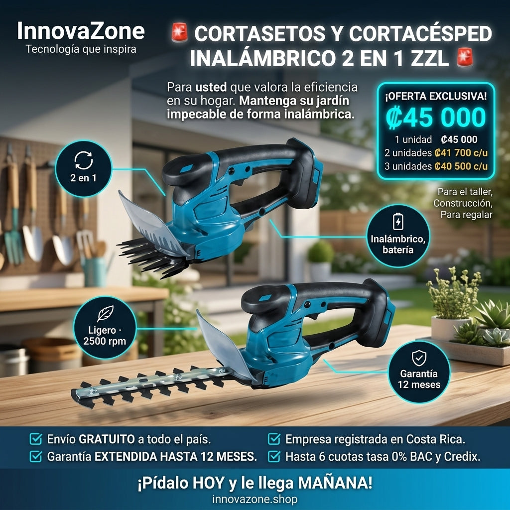 Cortasetos y Cortacésped Inalámbrico 2 en 1 ZZL - oferta