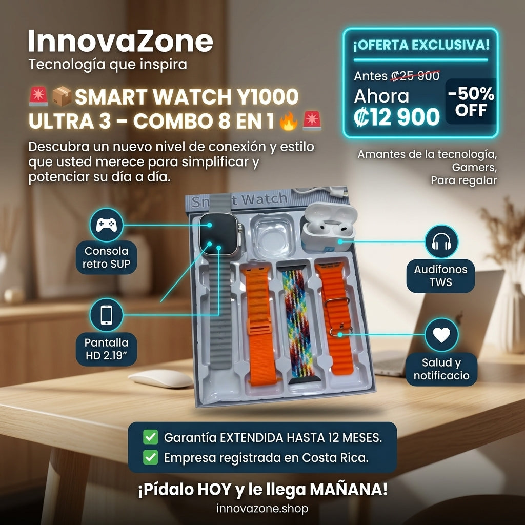 Smart Watch Y1000 Ultra 3 - oferta combo