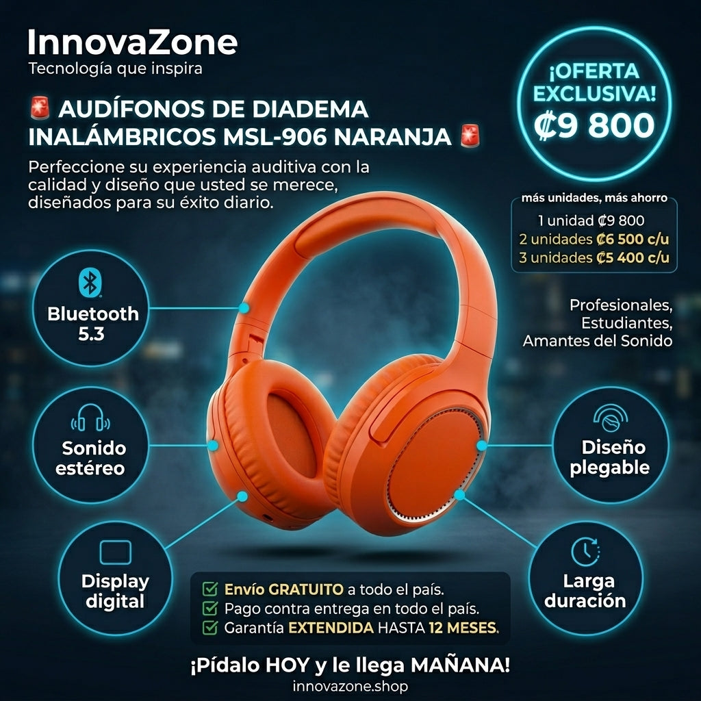 Audífonos MSL-906 Naranja — Oferta ₡9.800