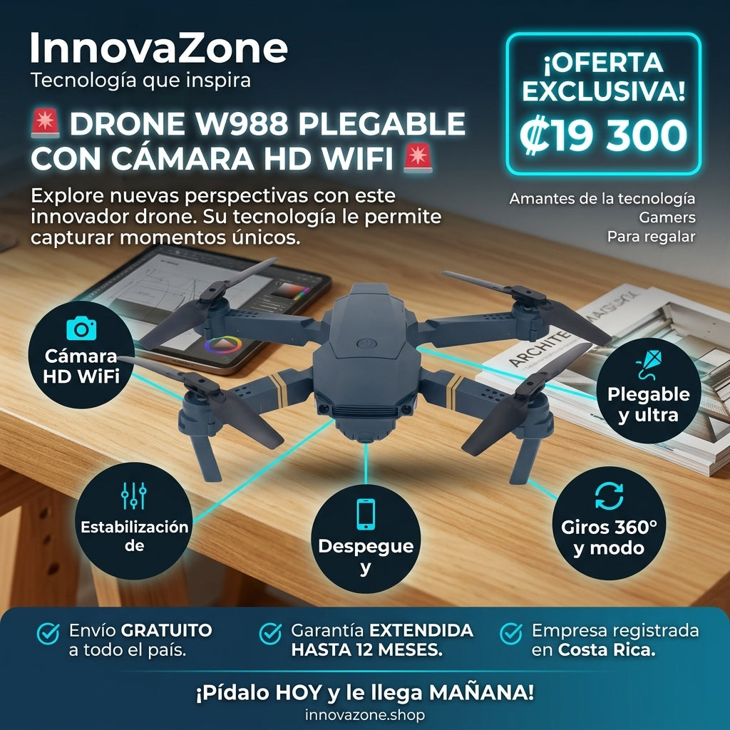 Drone W988 Plegable Cámara HD WiFi - Oferta ₡19.300