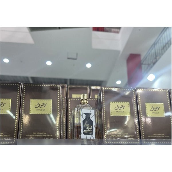 Perfume MOUSUF Eau de Parfum Natural Spray 100ml presentación café bronce metálico