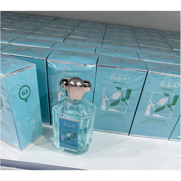 Perfume Mayar Eau de Parfum 100ml Frasco Cuadrado Azul Celeste
