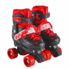 Patines 4 Ruedas Del 35-38 Con Luz Led Con Proteccion Color Azul Y Rojo