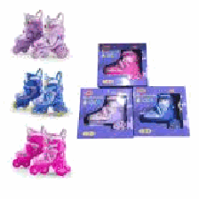 717 ?Xs27-30) Patines 4 Ruedas Con Luz Led Lila Fucsia Y Azul