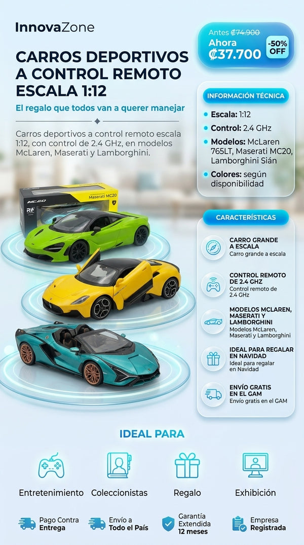 Carros deportivos a control remoto escala 1:12 - oferta