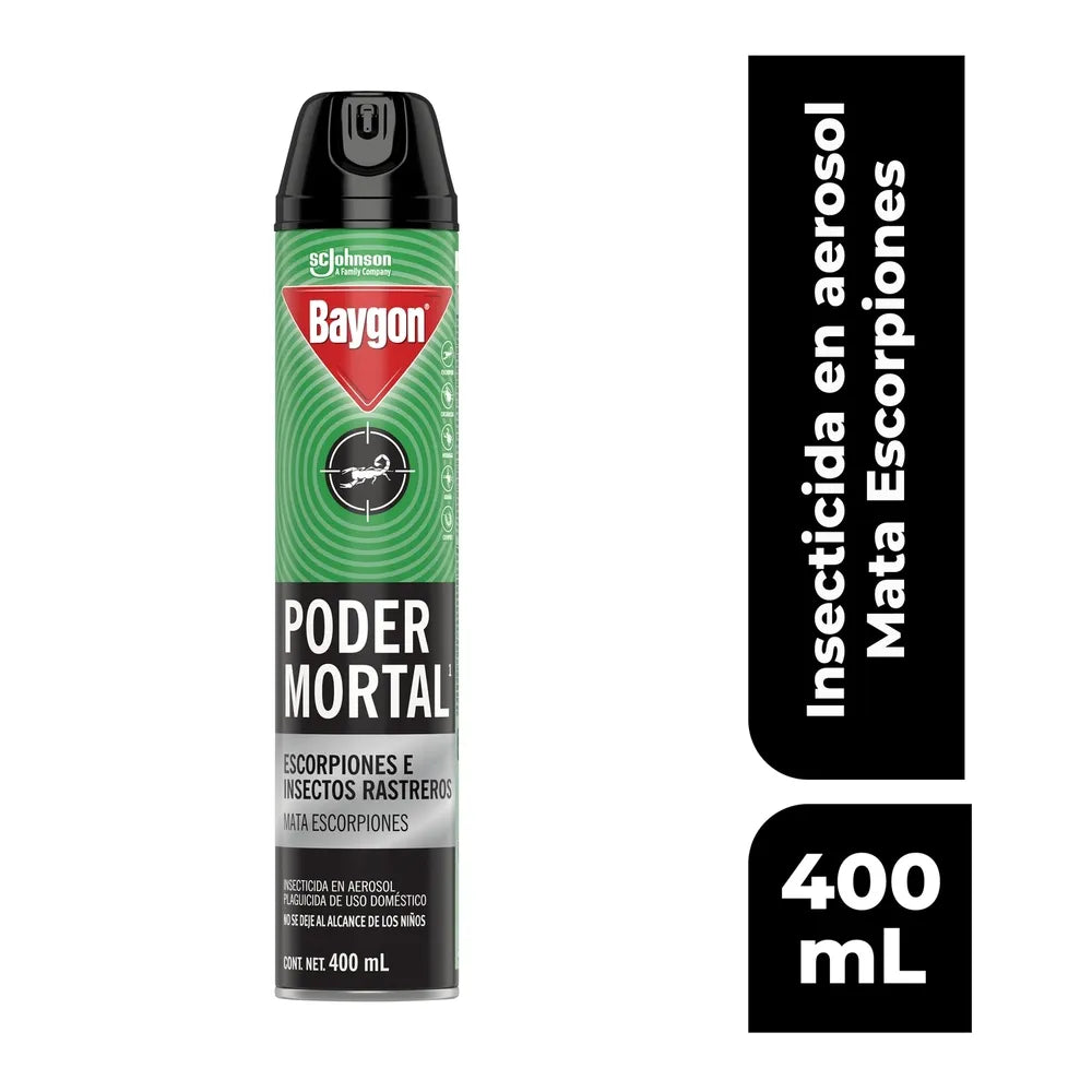 Insecticida Baygon Aerosol Poder Mortal Para Insectos Rastreros - 400 Ml