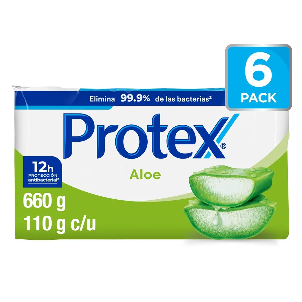 Jabón De Tocador Antibacterial Protex Aloe 6 Pack - 660 G