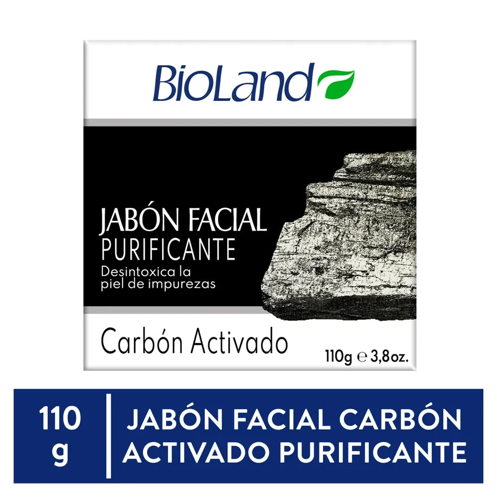 Jabón Facial Purificante Bioland Barra Carbón Activado - 110 G