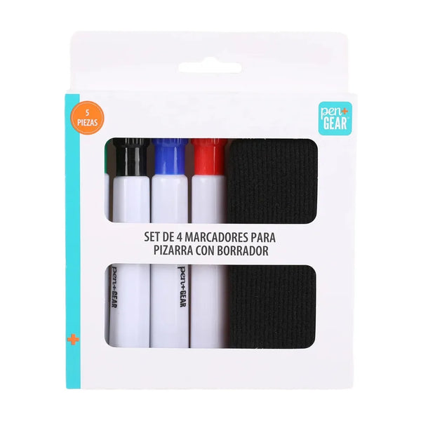 Marcadores Pen Gear Para Pizarrón Con Borrador - 5 Pzas