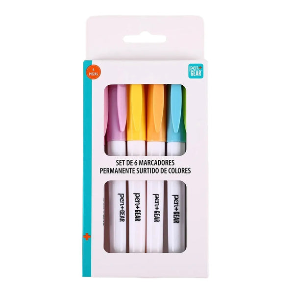 Marcadores Pen Gear Permanentes Colores Pastel - 6 Pzas