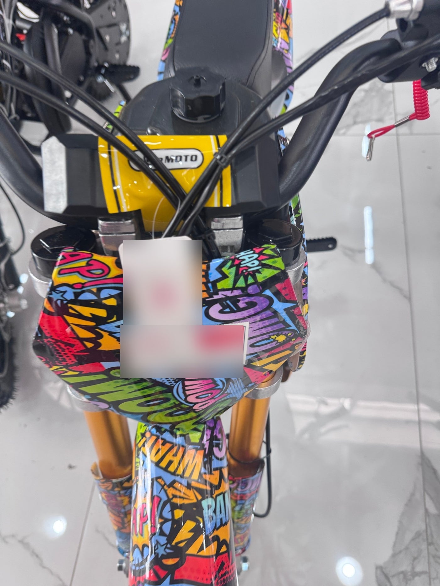 Mini moto a gasolina Super Moto diseño graffiti cómic para niños