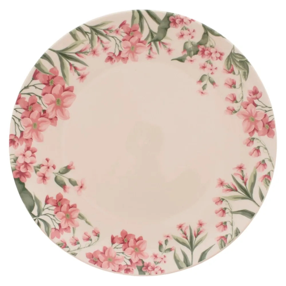 Plato Plano De Porcelana Mainstays Floral Rosa - 10"