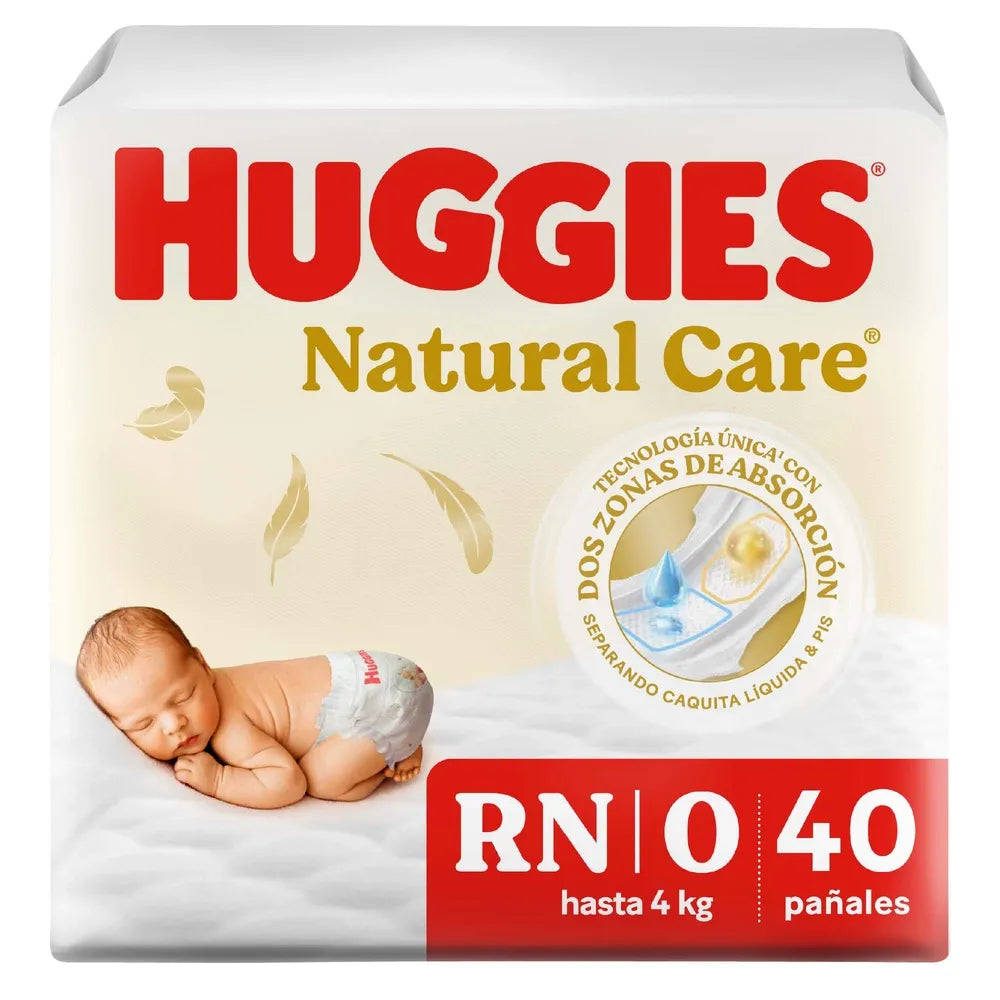 Pañales Huggies Natural Care Etapa 0/rn - 40 Unidades