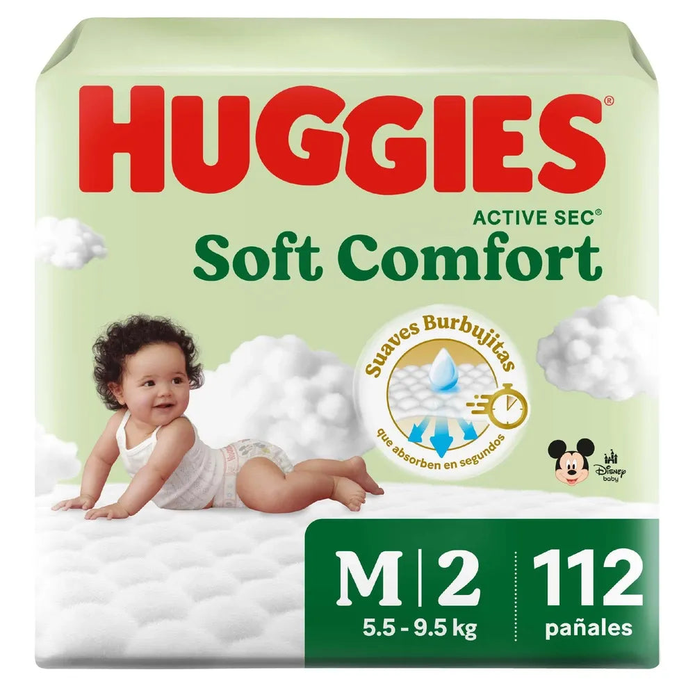 Pañales Huggies Soft Comfort Etapa 2/M - 112 Unidades