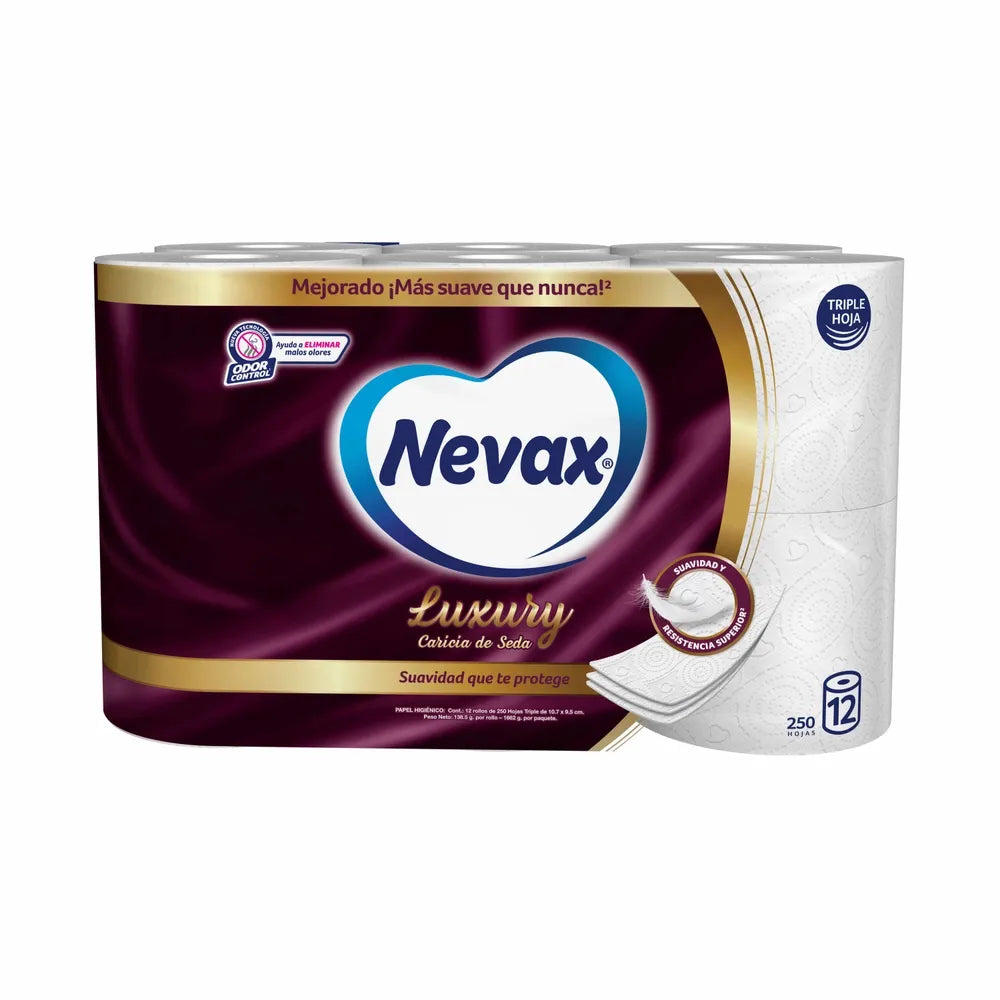 Papel Higiénico Nevax Luxury Triple Hoja - 12 Rollos