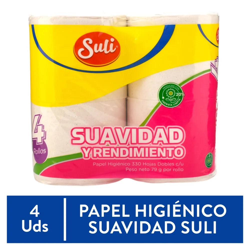 Papel Higiénico Suli 330 Hojas Doble Hoja - 4 Uds