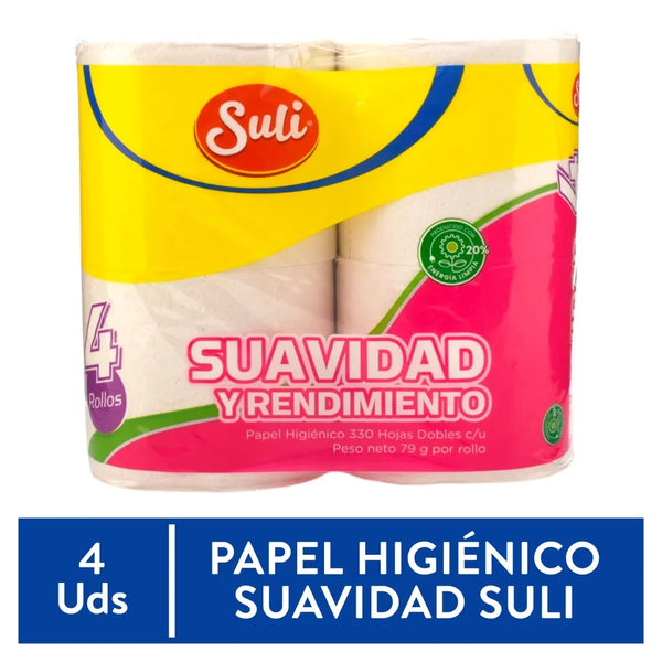 Papel Higiénico Suli 330 Hojas Doble Hoja - 4 Uds