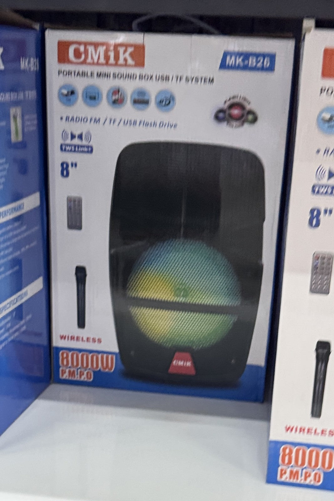 🔊 Parlante CMiK MK-B26 8" · Bluetooth, Radio FM, USB y Micro SD + Micrófono Inalámbrico