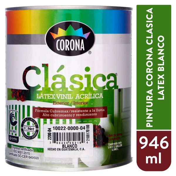 Pintura Látex Corona Color Blanco Clásica -946ml